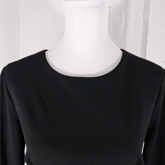 DONNA MORGAN! ELEGANT AND CLASSIC RICH BLACK  LONG BELL SLEEVED DRESS! SZ 12 - Picture 5 of 11